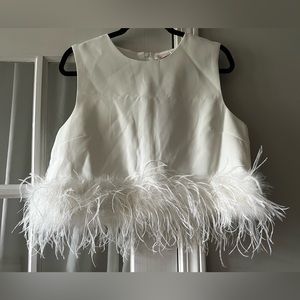 La’Ros Feather Trim Top, Size L, NWT